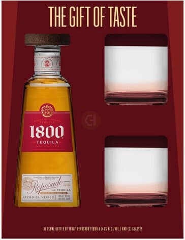 1800 Tequila Reposado with Two Rock Glasses 750ML